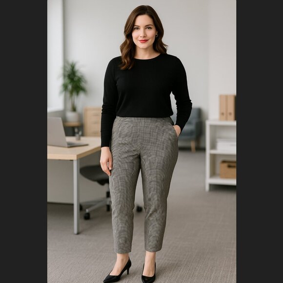 J. Jill Pants - J. Jill Premium Bi-Stretch Pull On Black White Houndstooth Cropped Pants 12P EUC